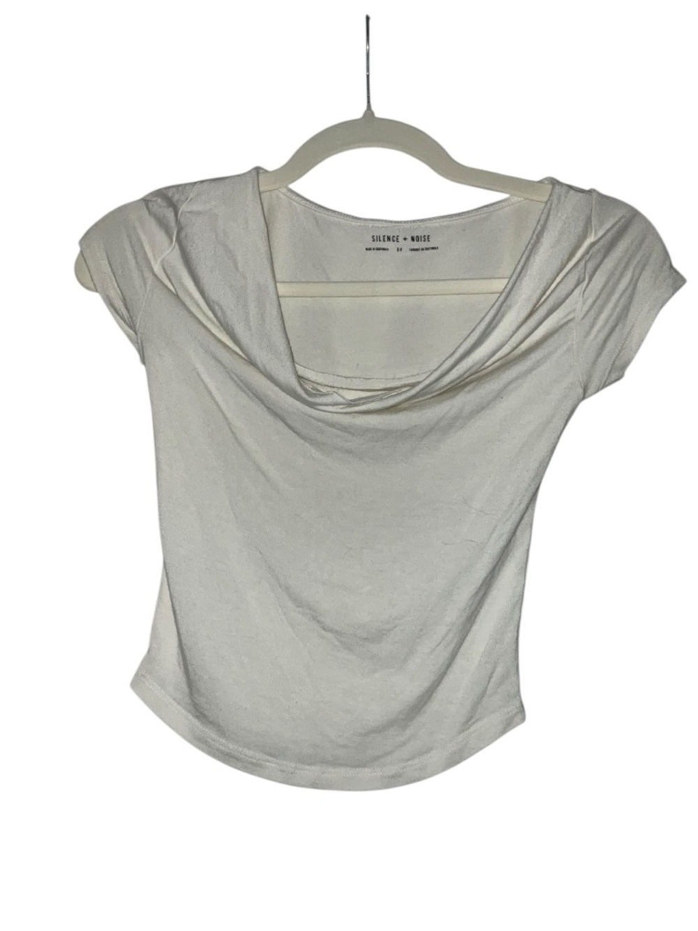 Cream Cowl-Neck Short Sleeve Top